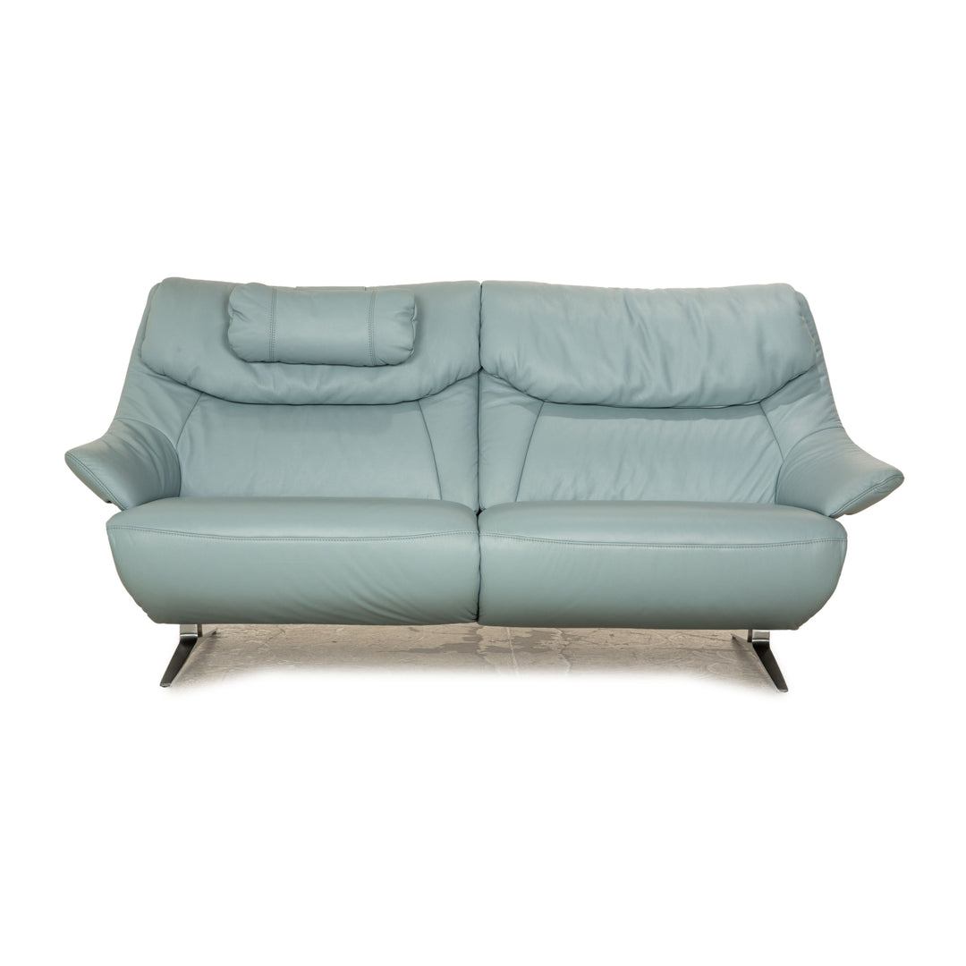 Mondo Malu Leder Dreisitzer Eisblau Hellblau Sofa Couch