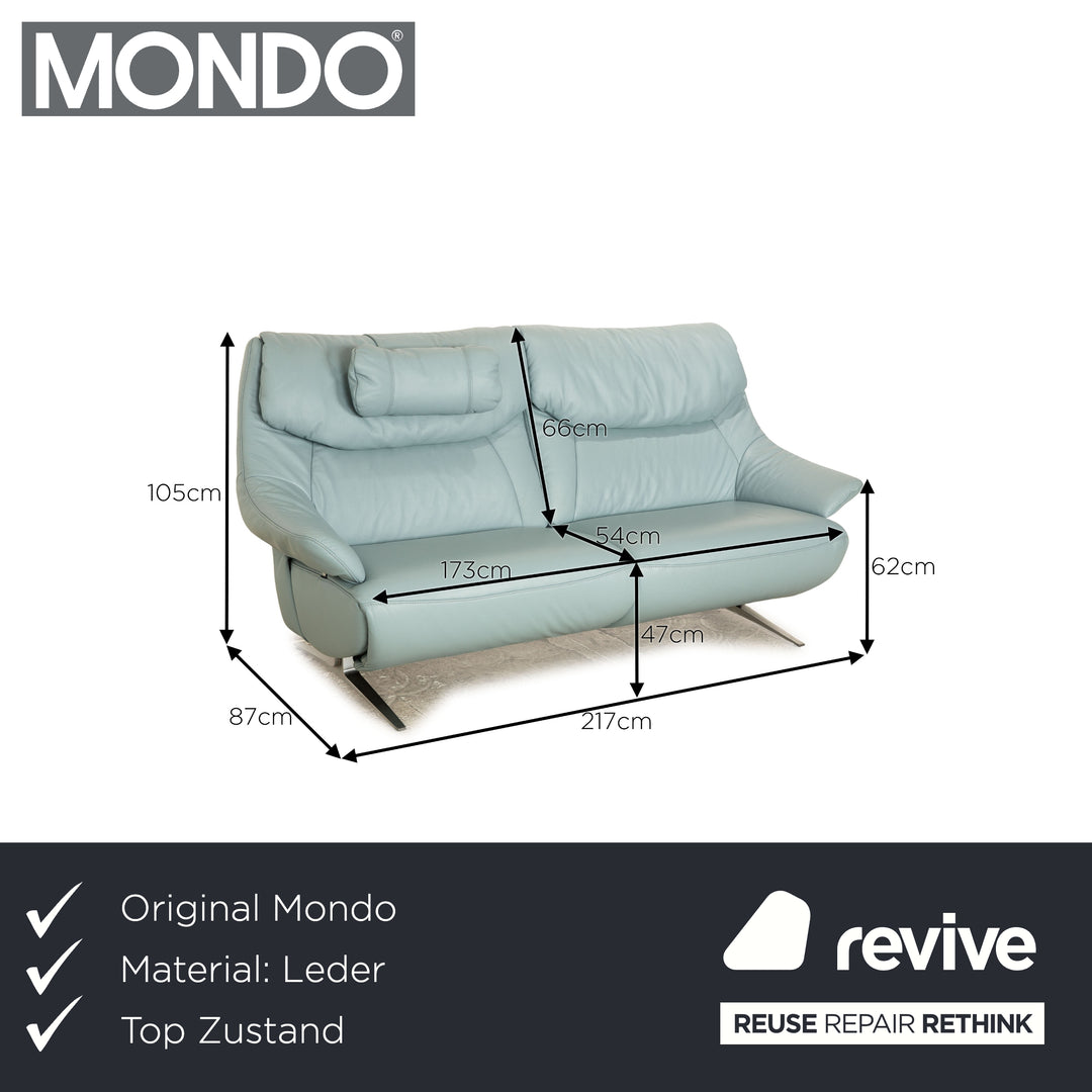 Mondo Malu leather three-seater ice blue light blue sofa couch