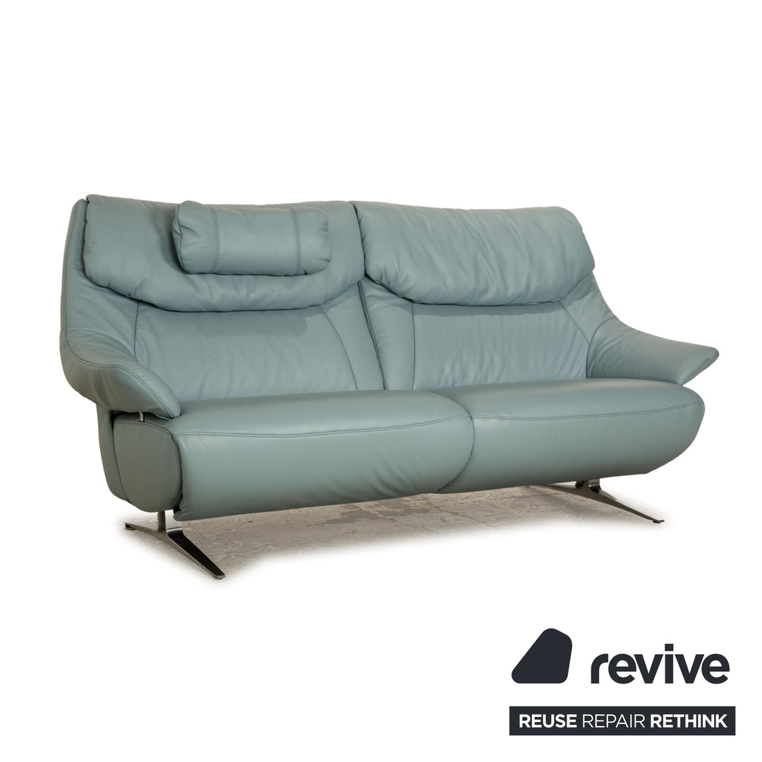 Mondo Malu leather three-seater ice blue light blue sofa couch