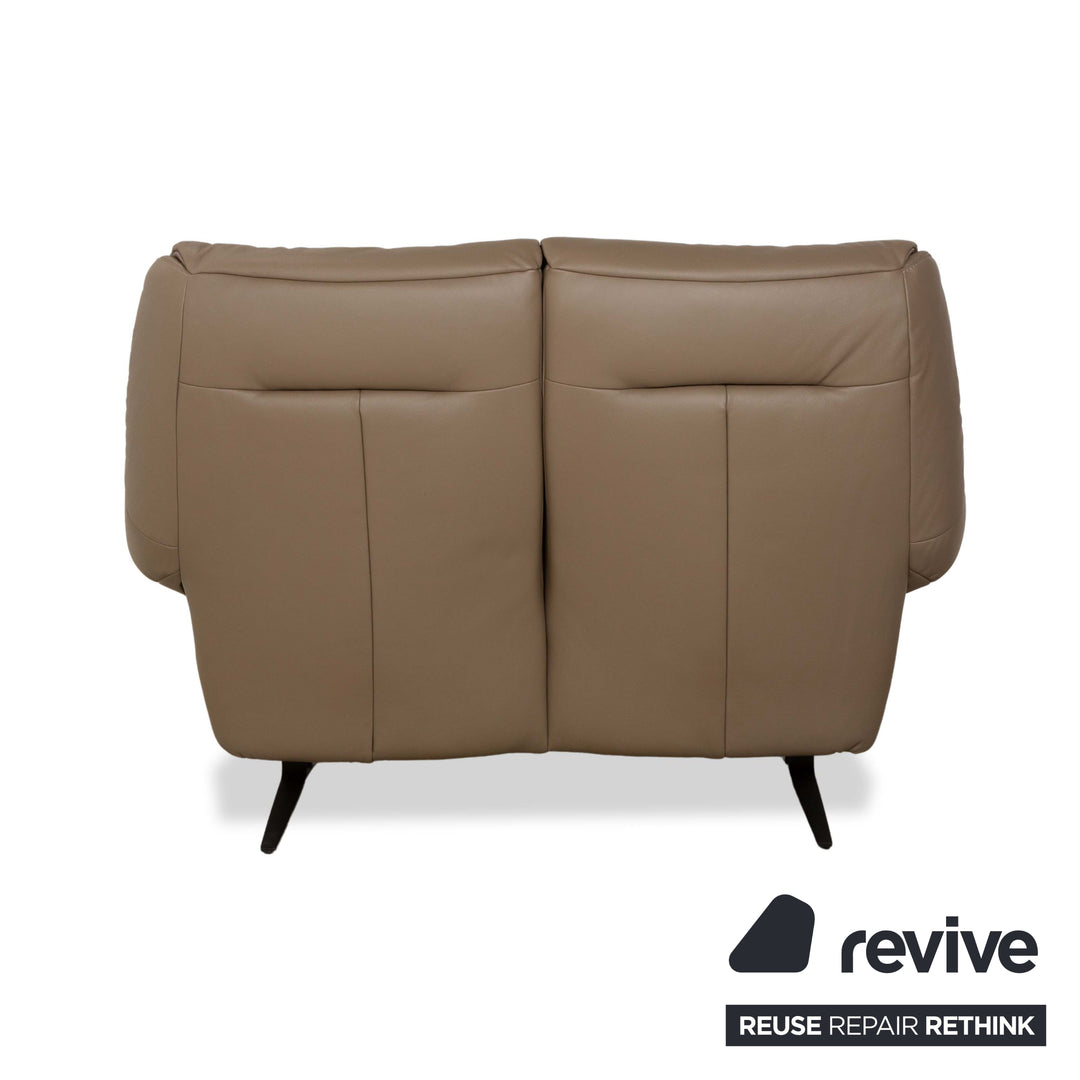 Mondo Malu Leather Two Seater Beige Brown Taupe Mud Sofa Couch