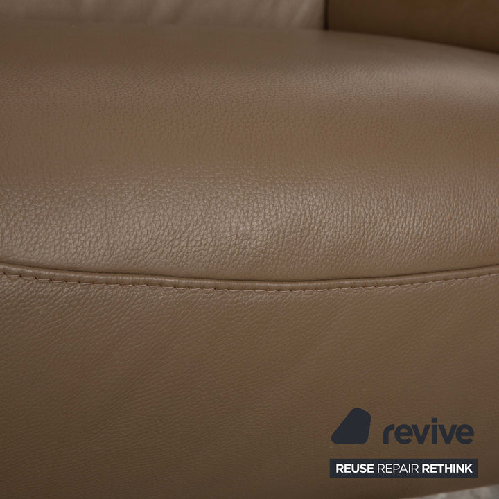 Mondo Malu Leather Two Seater Beige Brown Taupe Mud Sofa Couch