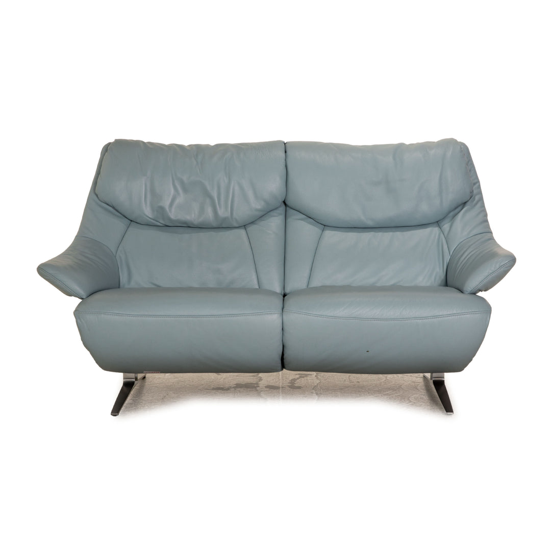 Mondo Malu Leather Two Seater Blue Light Blue Sofa Couch