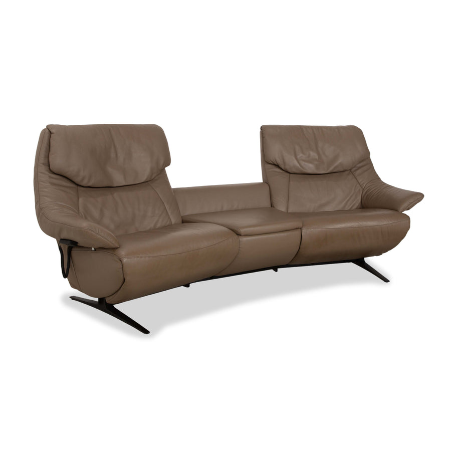 Mondo Malu Leather Two-Seater Brown Taupe Electric Function Sofa Couch Home Cinema