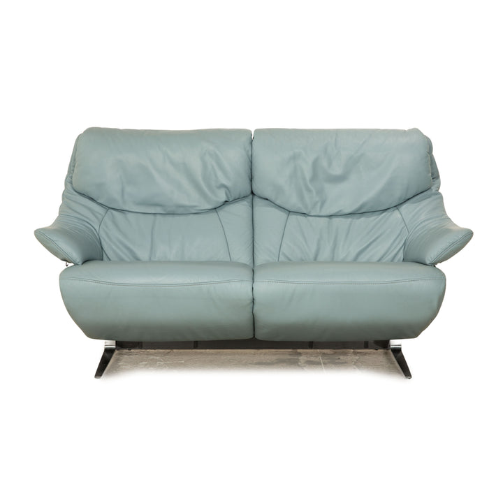 Mondo Malu Leder Zweisitzer Eisblau Hellblau Sofa Couch elektrische Funktion Relaxfunktion