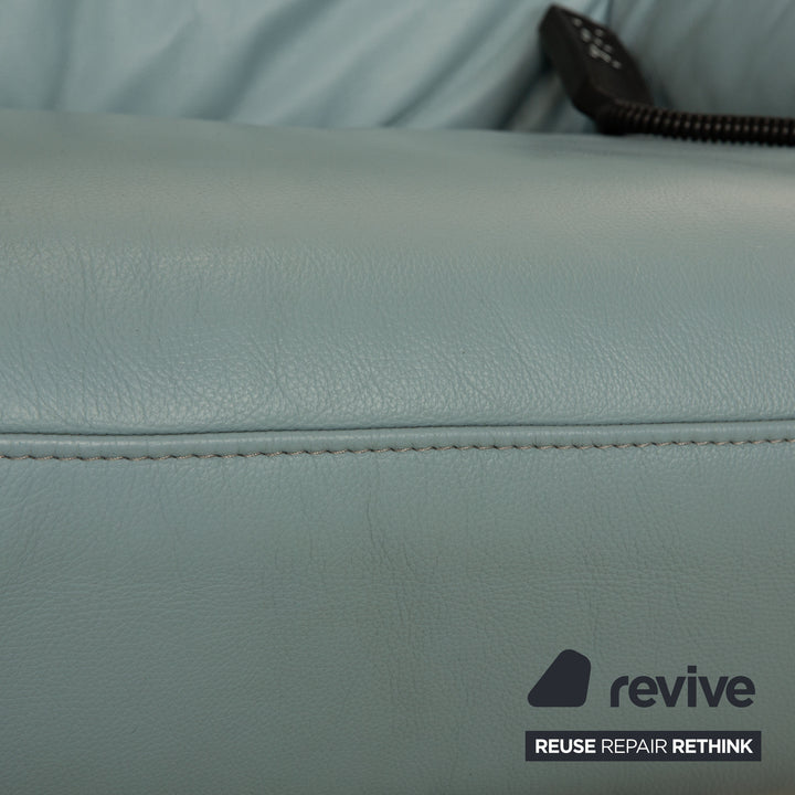Mondo Malu Leder Zweisitzer Eisblau Hellblau Sofa Couch elektrische Funktion Relaxfunktion