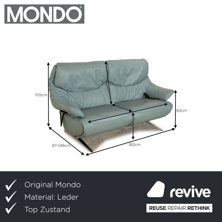 Mondo Malu Leder Zweisitzer Eisblau Hellblau Sofa Couch elektrische Funktion Relaxfunktion