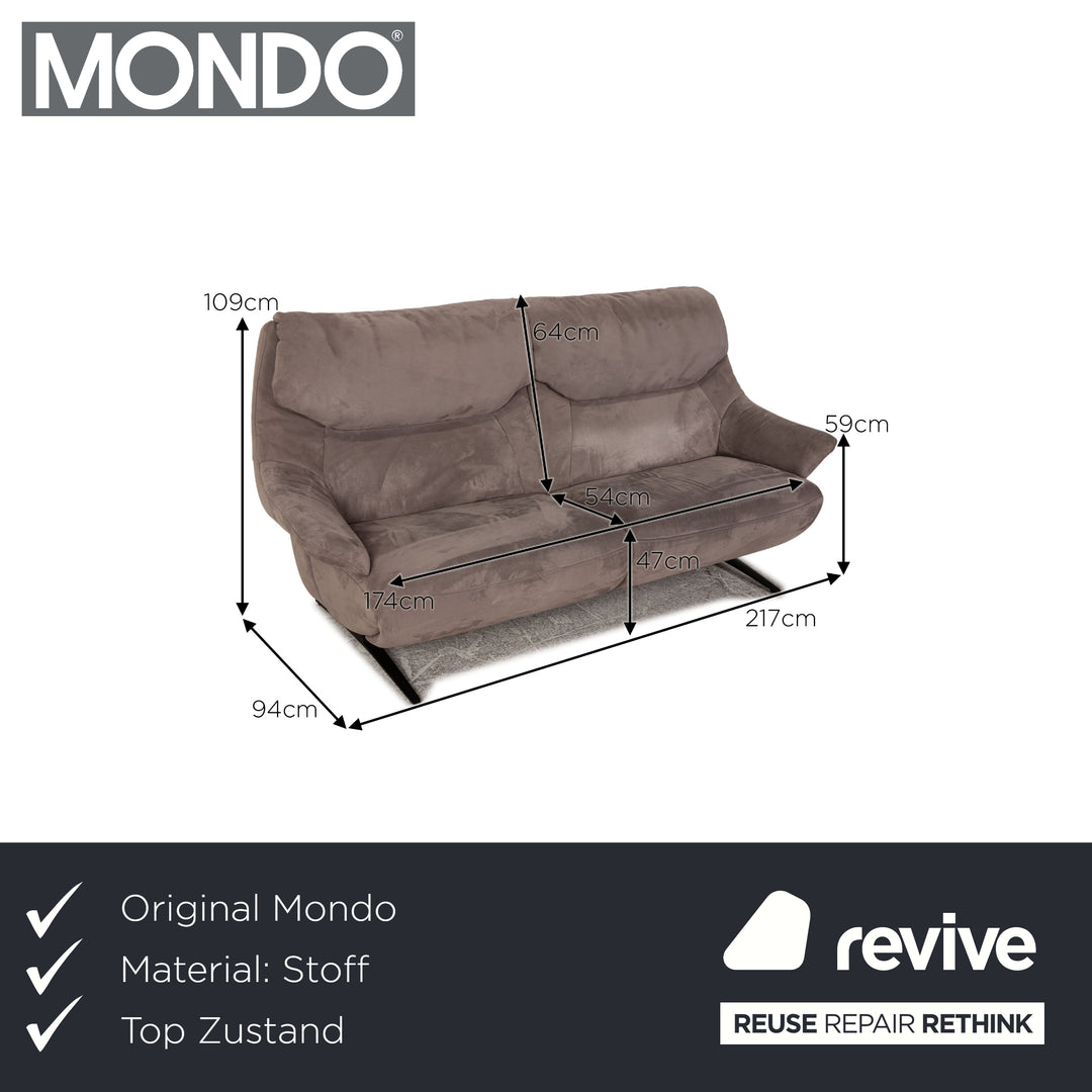 Mondo Malu Fabric Two Seater Gray Taupe Sofa Couch