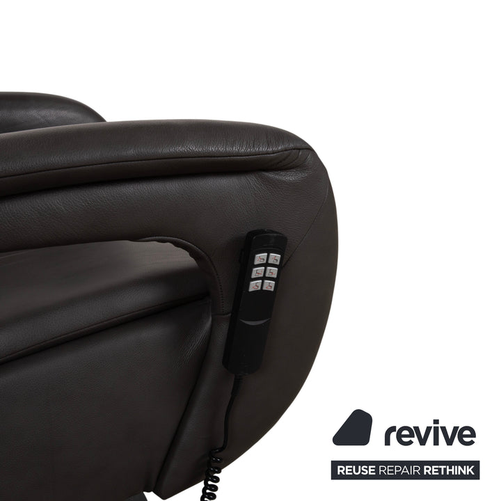 Mondo Minako Fauteuil en cuir gris anthracite avec fonction électrique