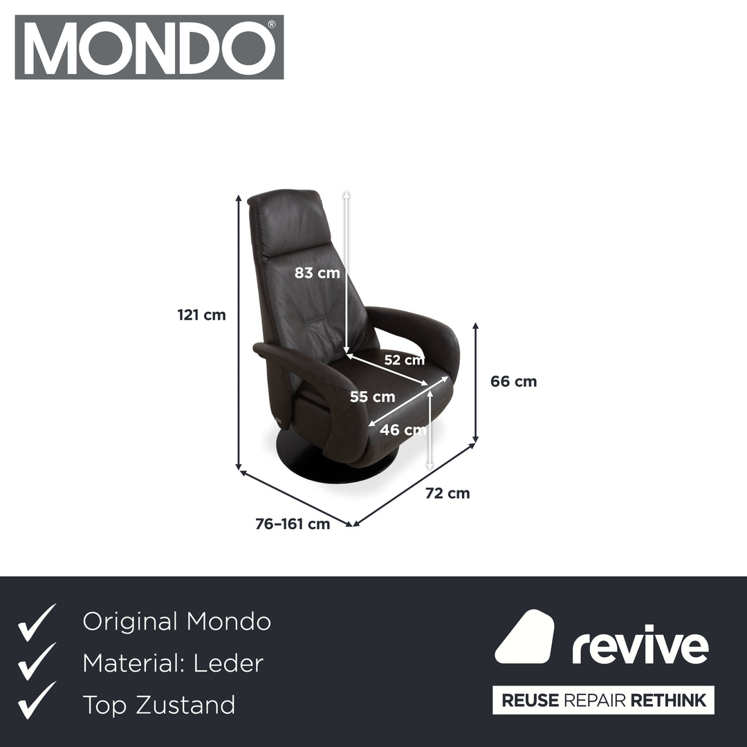 Mondo Minako Fauteuil en cuir gris anthracite avec fonction électrique