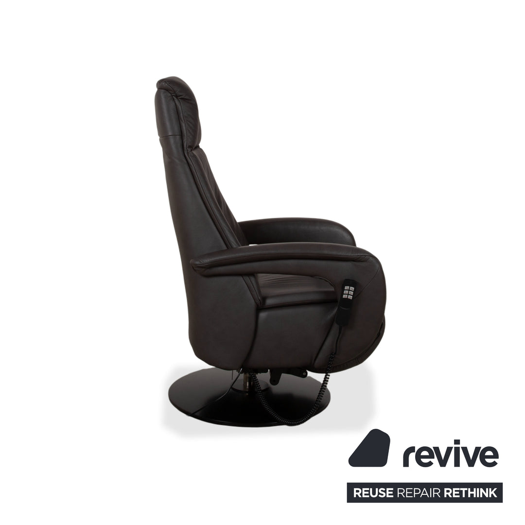 Mondo Minako Fauteuil en cuir gris anthracite avec fonction électrique