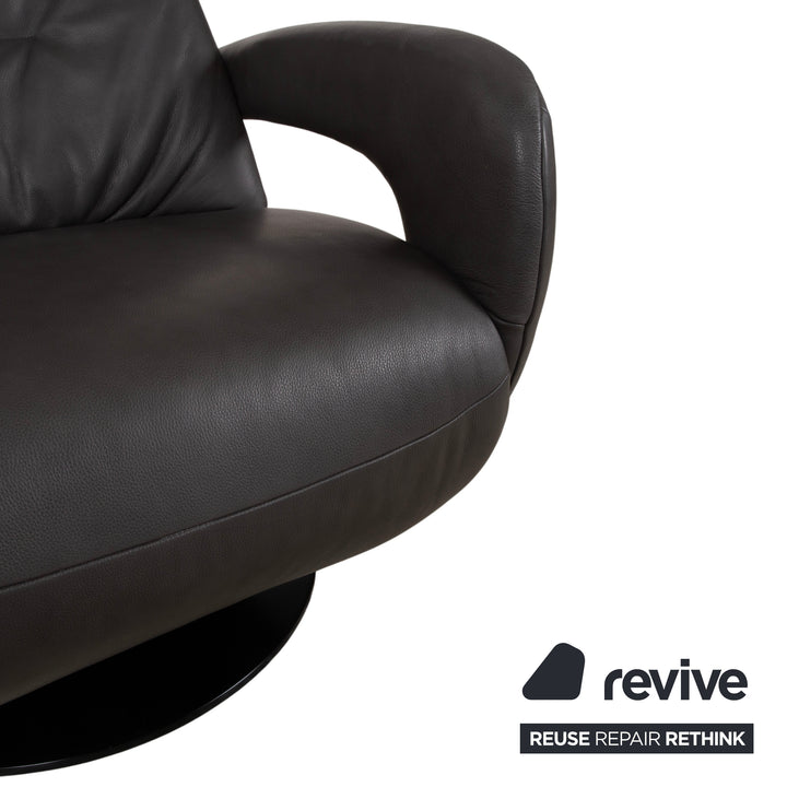 Mondo Minako Fauteuil en cuir gris anthracite avec fonction électrique