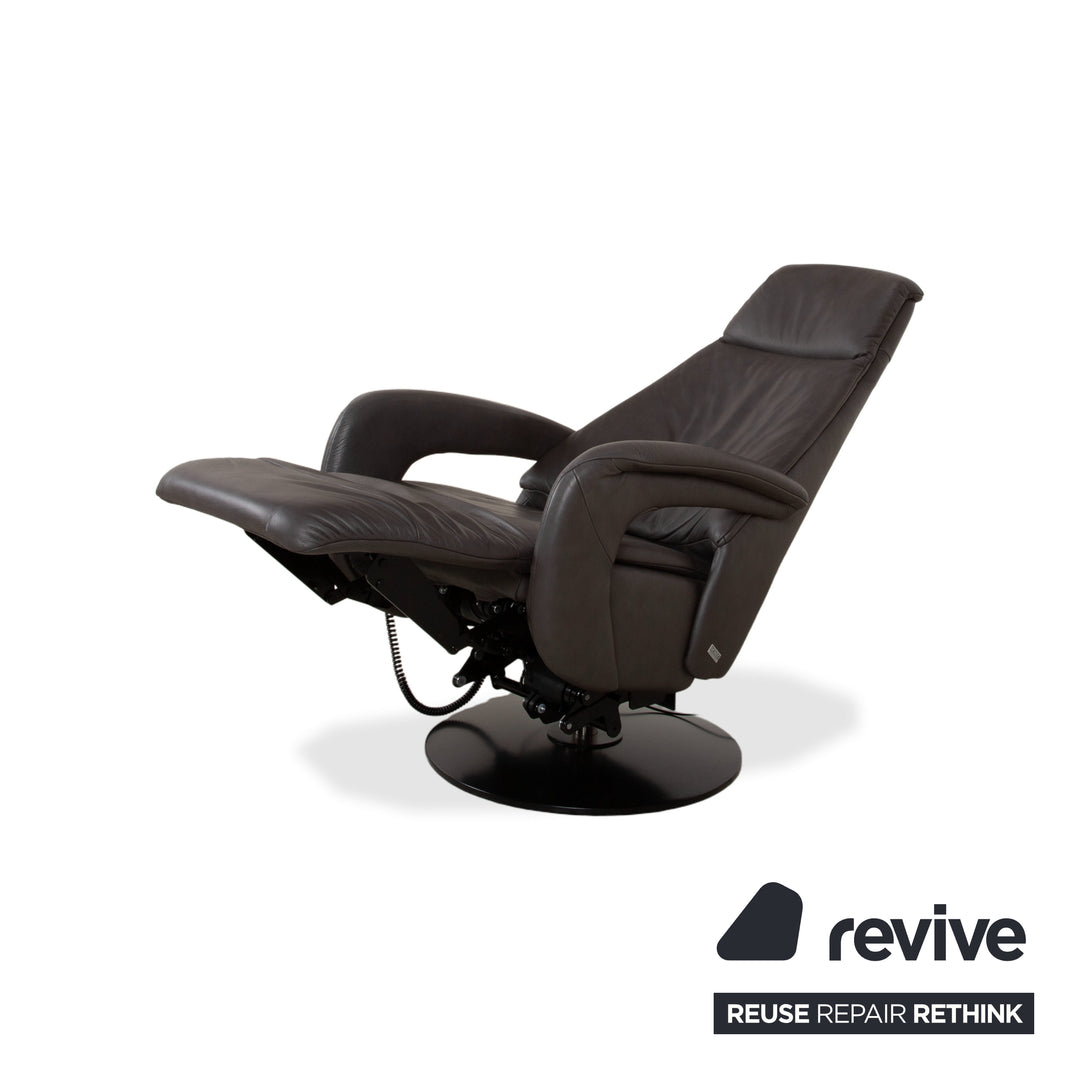 Mondo Minako Fauteuil en cuir gris anthracite avec fonction électrique