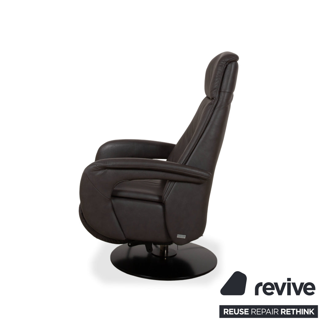 Mondo Minako Fauteuil en cuir gris anthracite avec fonction électrique