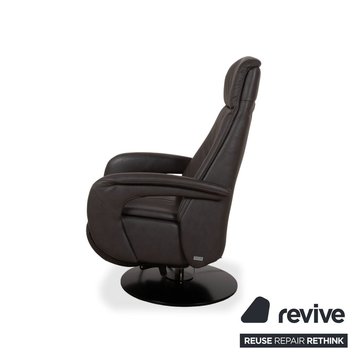 Mondo Minako Fauteuil en cuir gris anthracite avec fonction électrique