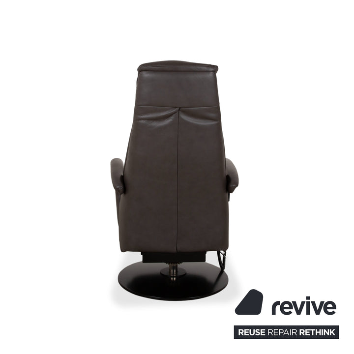 Mondo Minako Fauteuil en cuir gris anthracite avec fonction électrique