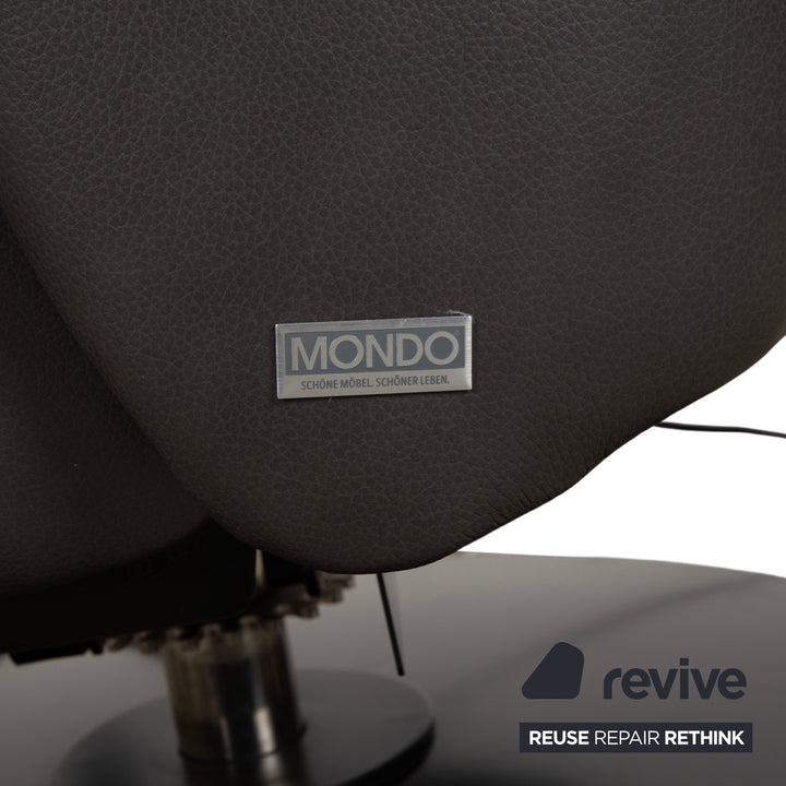 Mondo Minako Fauteuil en cuir gris anthracite avec fonction électrique