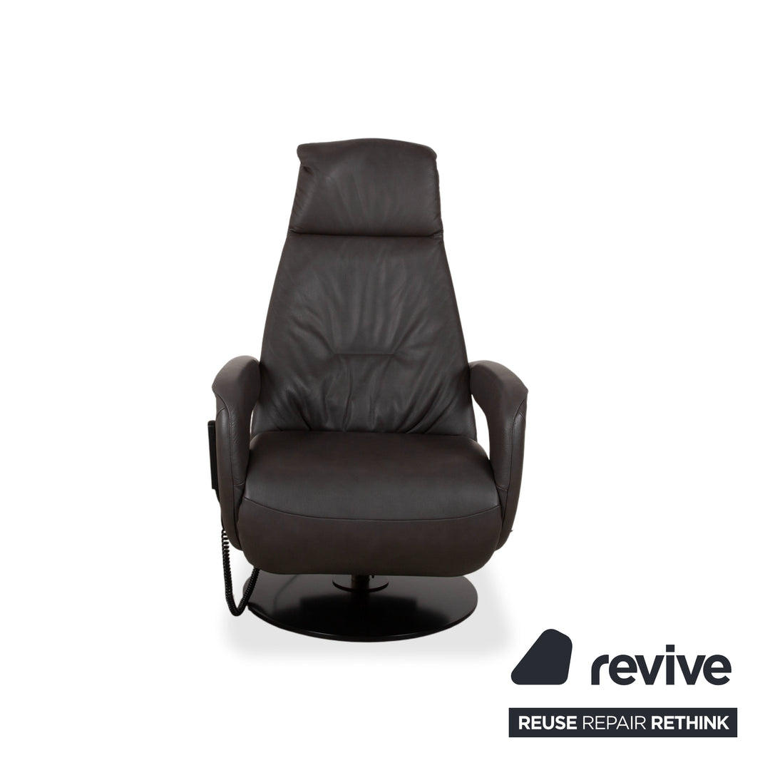 Mondo Minako Fauteuil en cuir gris anthracite avec fonction électrique