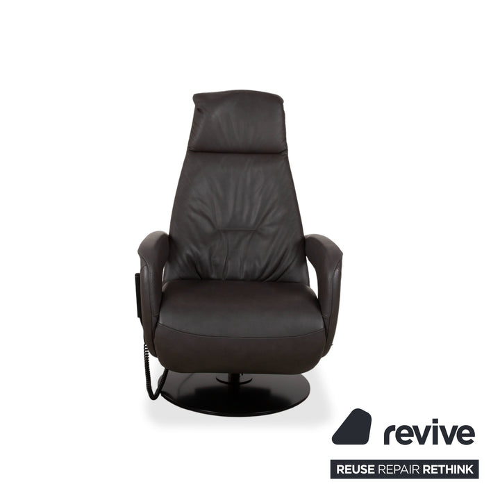 Mondo Minako Fauteuil en cuir gris anthracite avec fonction électrique