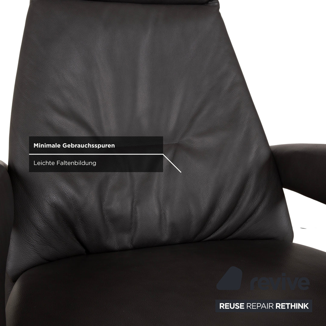Mondo Minako Fauteuil en cuir gris anthracite avec fonction électrique