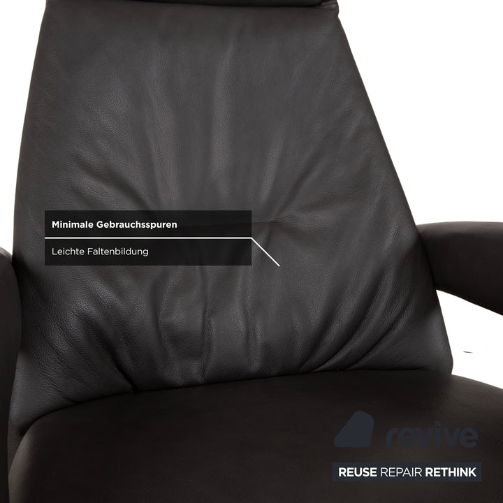 Mondo Minako Fauteuil en cuir gris anthracite avec fonction électrique