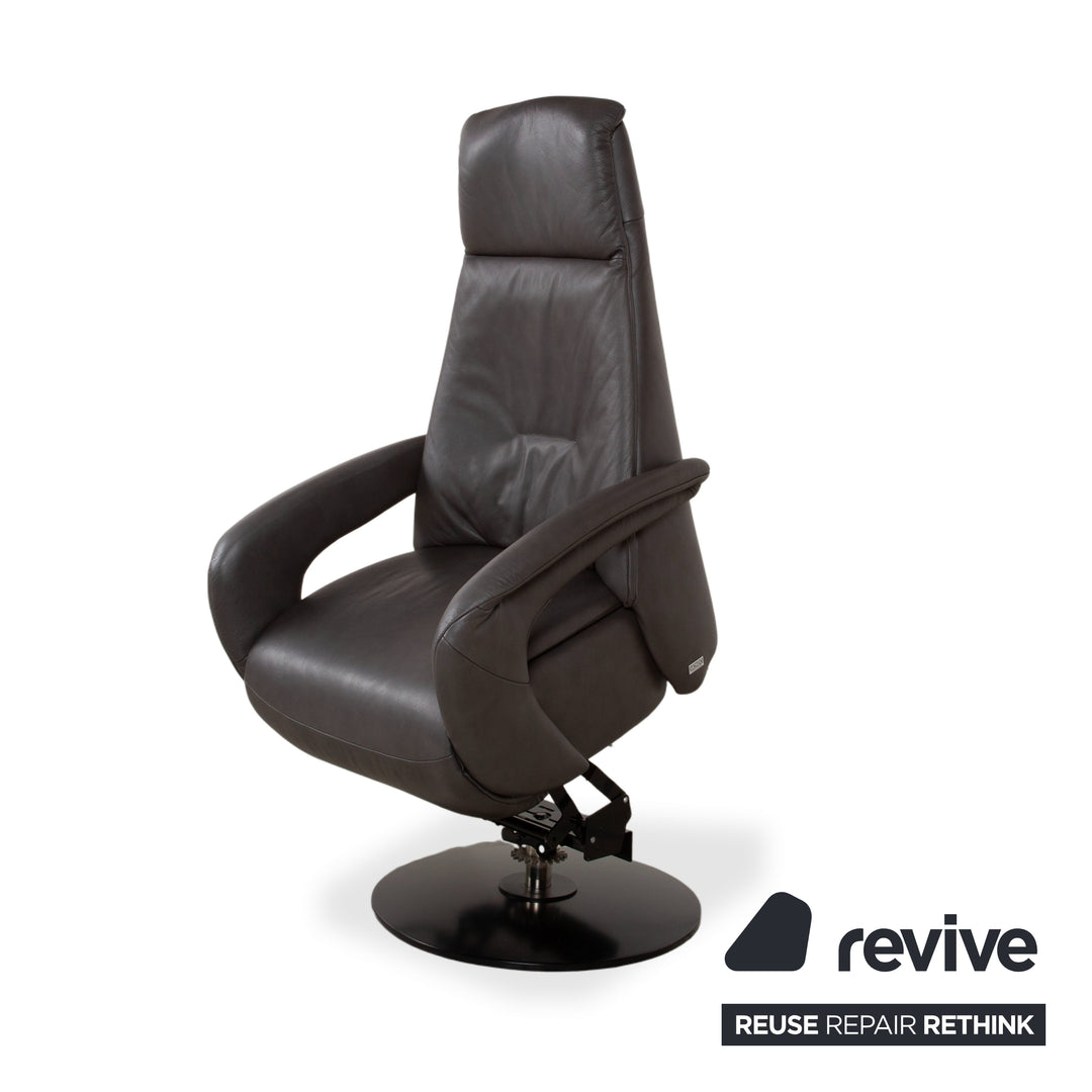 Mondo Minako Fauteuil en cuir gris anthracite avec fonction électrique