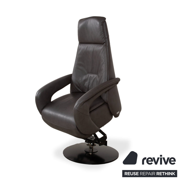 Mondo Minako Fauteuil en cuir gris anthracite avec fonction électrique