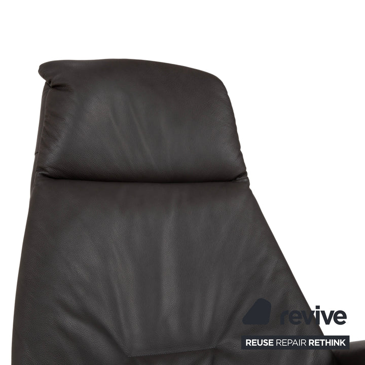 Mondo Minako Fauteuil en cuir gris anthracite avec fonction électrique