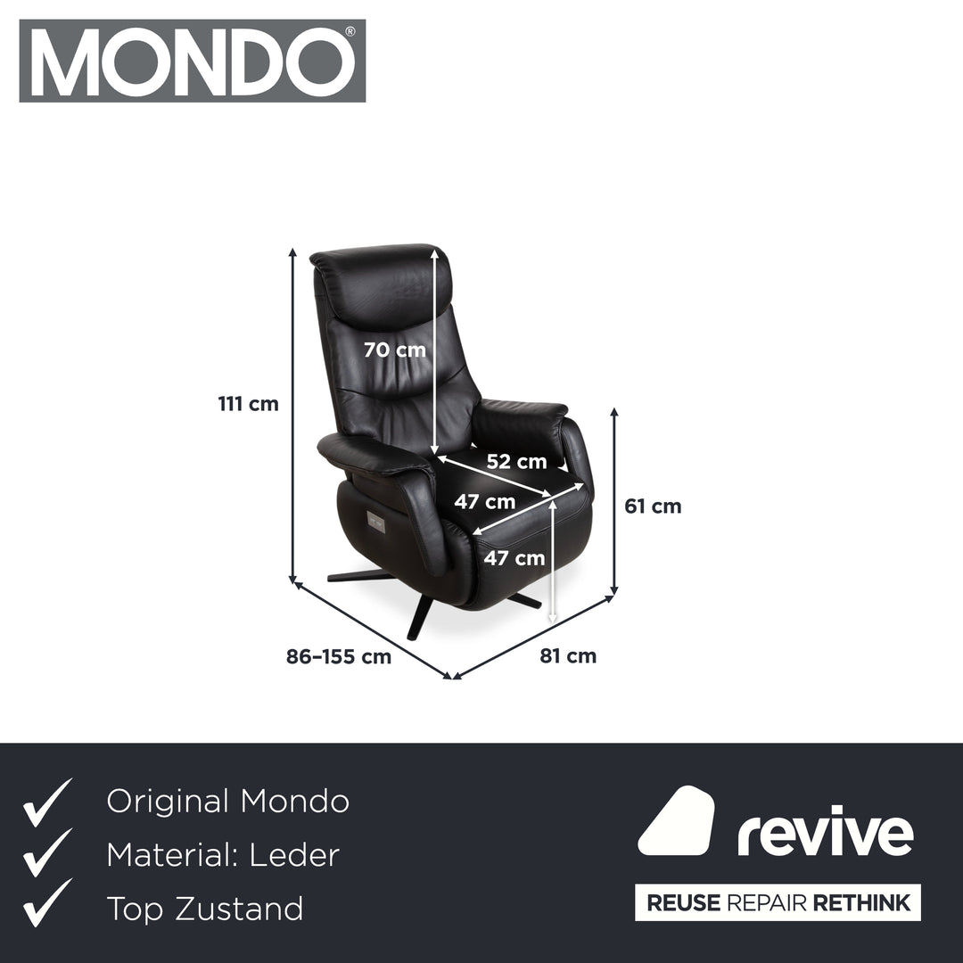 Mondo MULTIMAXX RELAKS Leder Sessel Schwarz elektrische Funktion