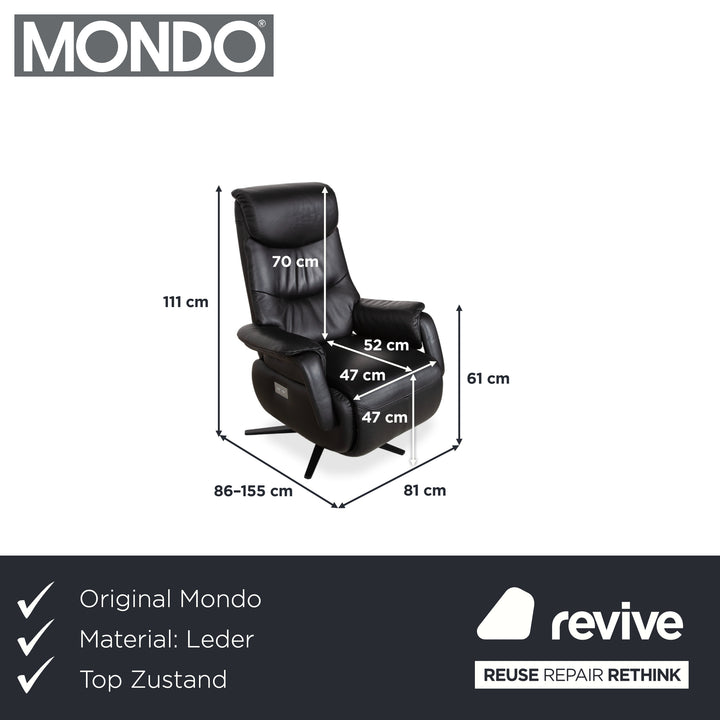 Mondo MULTIMAXX RELAKS Leder Sessel Schwarz elektrische Funktion