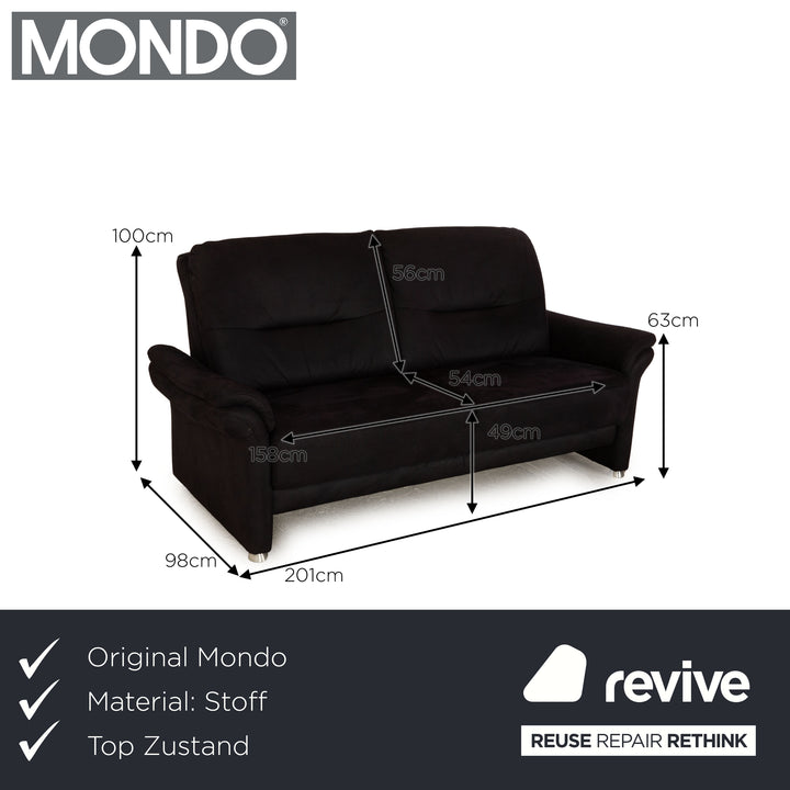 Mondo Recita Fabric Three Seater Dark Blue Sofa Couch