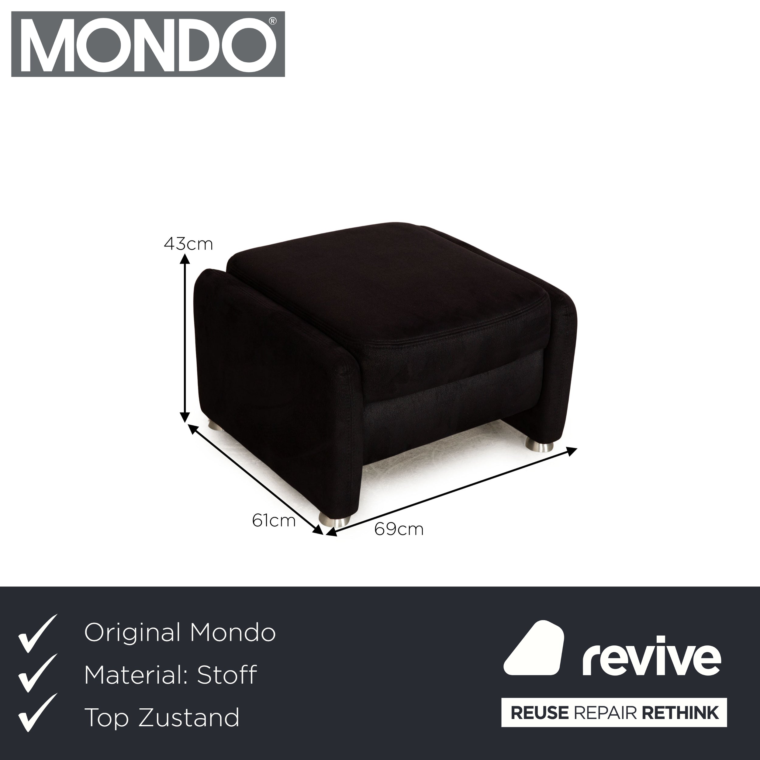 Mondo Recita Stoff Hocker Dunkelblau