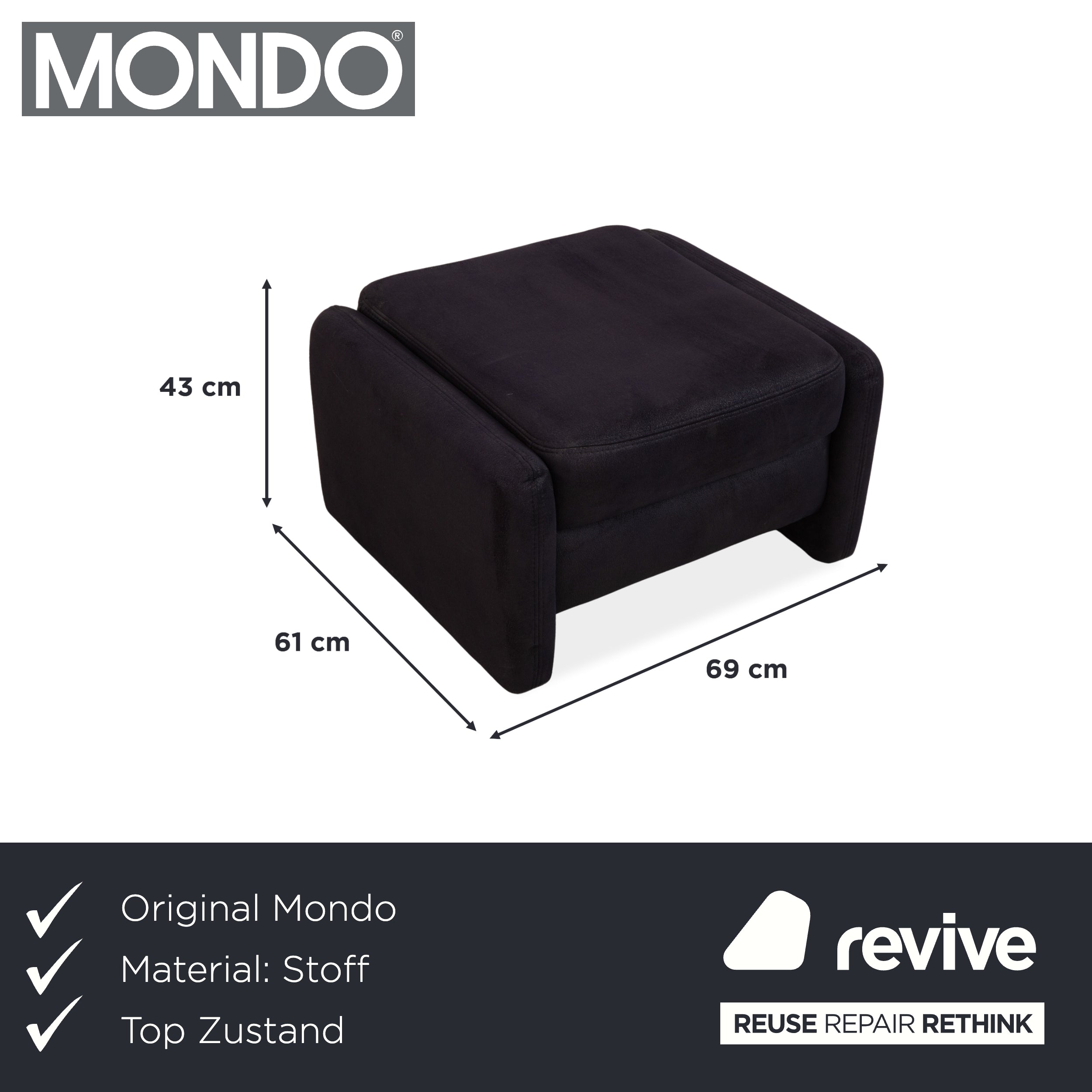 Mondo Recita Tabouret en tissu bleu foncé