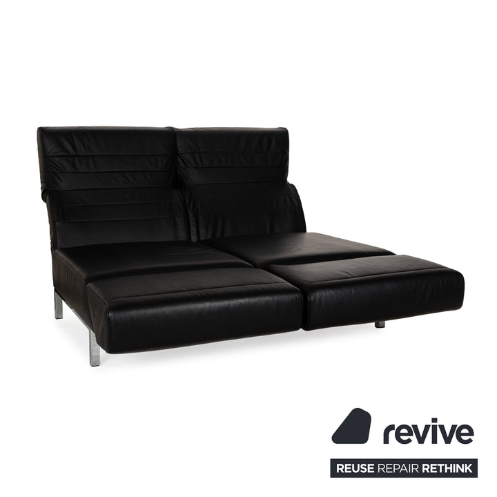 Mondo Relexa Leather Two Seater Black Manual Function Sofa Couch