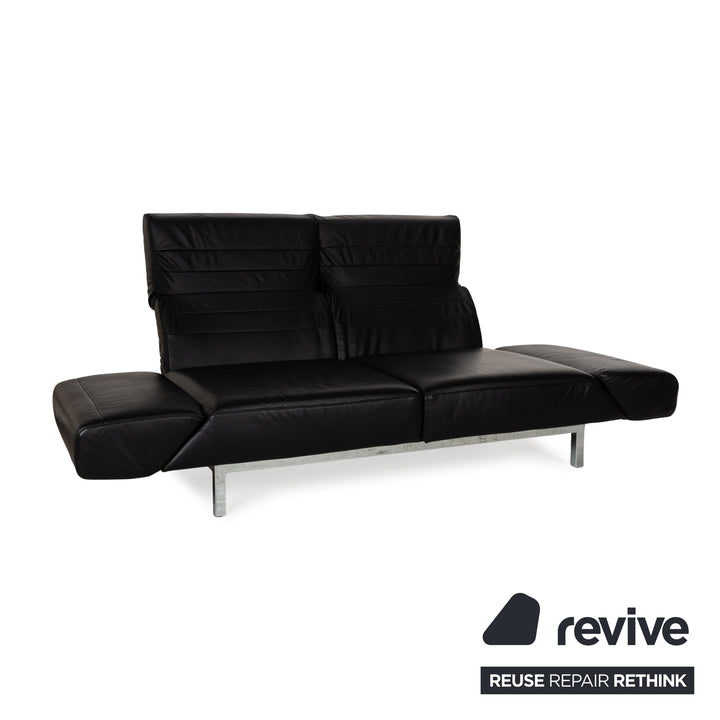 Mondo Relexa Leather Two Seater Black Manual Function Sofa Couch