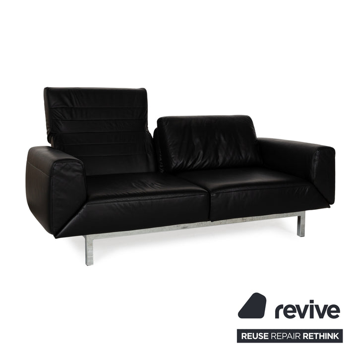 Mondo Relexa Leather Two Seater Black Manual Function Sofa Couch