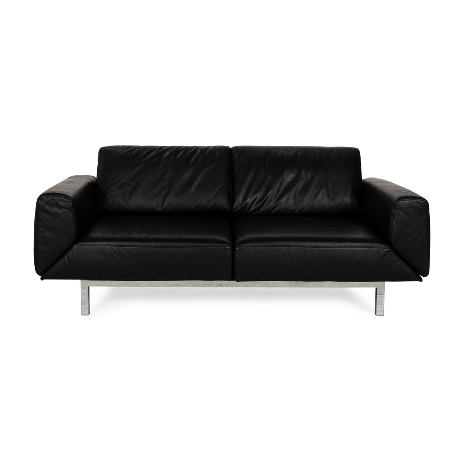 Mondo Relexa Leather Two Seater Black Manual Function Sofa Couch