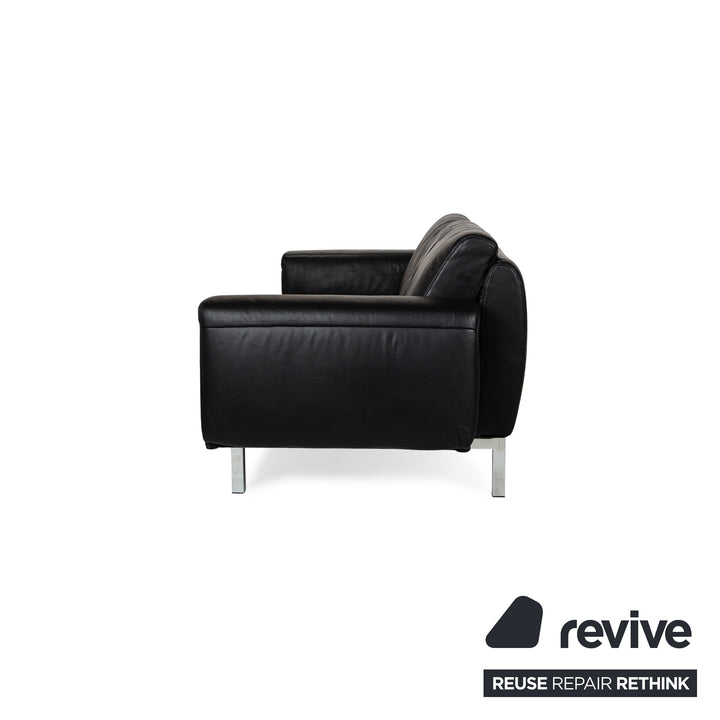 Mondo Relexa Leather Two Seater Black Manual Function Sofa Couch