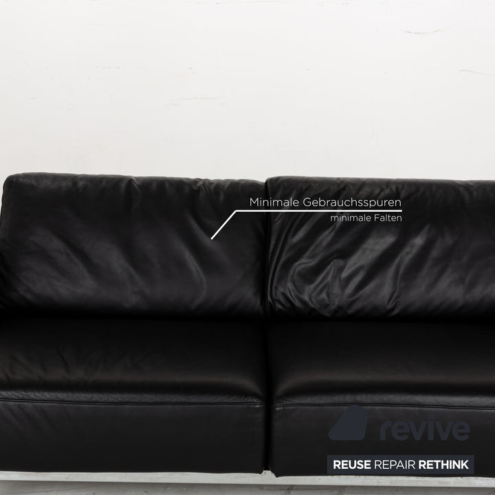 Mondo Relexa Leather Two Seater Black Manual Function Sofa Couch