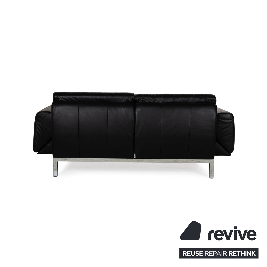 Mondo Relexa Leather Two Seater Black Manual Function Sofa Couch