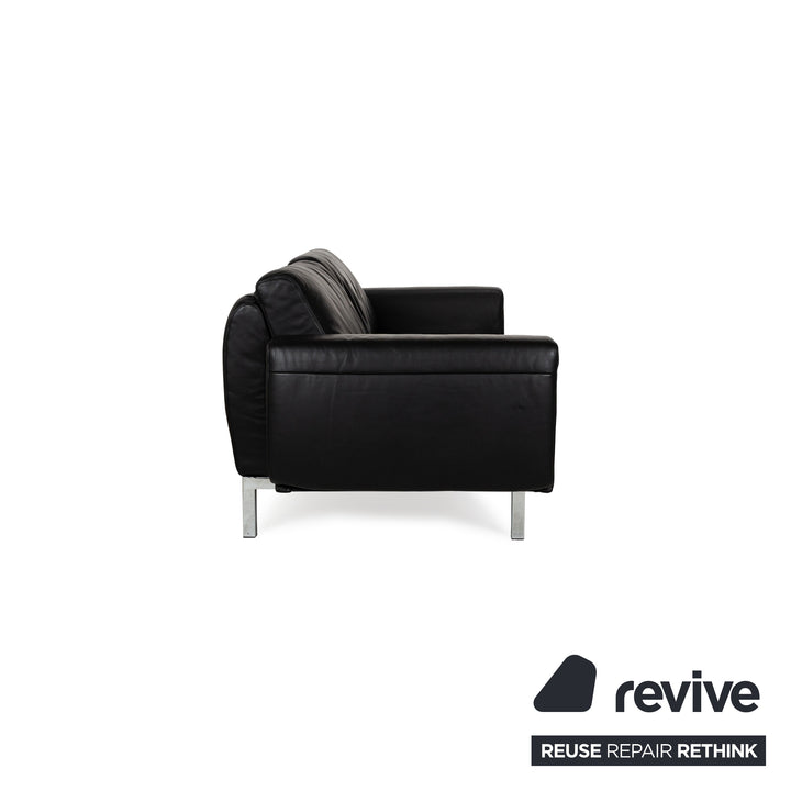 Mondo Relexa Leather Two Seater Black Manual Function Sofa Couch