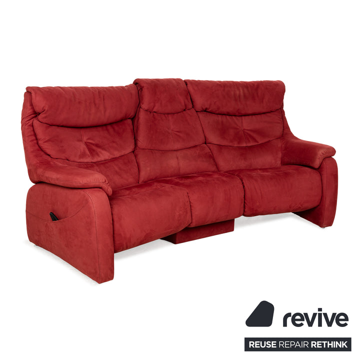 Mondo Satyr Fabric Three Seater Red Sofa Couch Manual Function