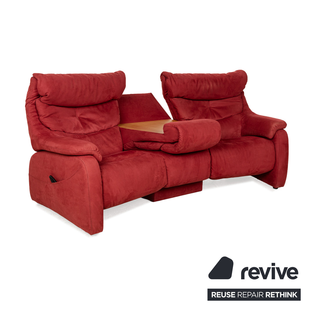 Mondo Satyr Fabric Three Seater Red Sofa Couch Manual Function