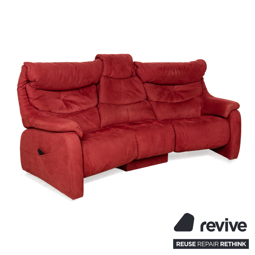 Mondo Satyr Fabric Three Seater Red Sofa Couch Manual Function