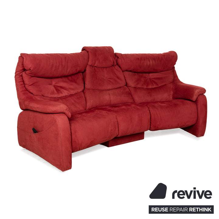 Mondo Satyr Fabric Three Seater Red Sofa Couch Manual Function