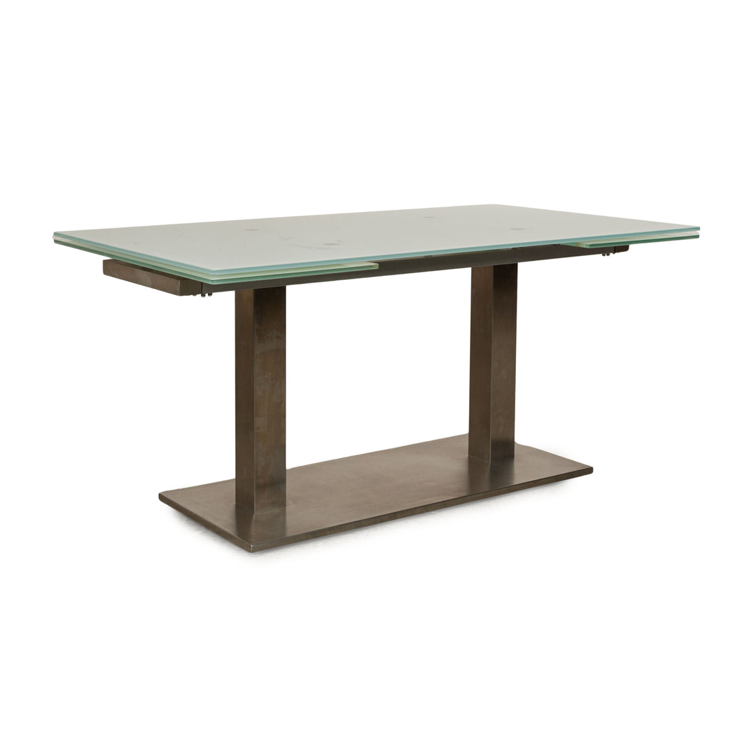 Mondo Seta Glass Dining Table Silver Extendable