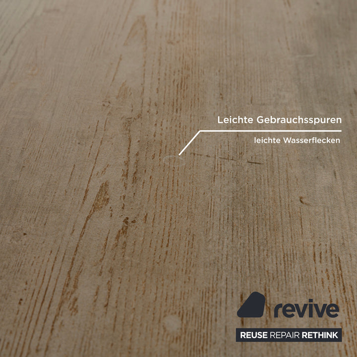 Table à manger en grès Mondo aspect bois gris crème extensible 160-210 x 100 cm