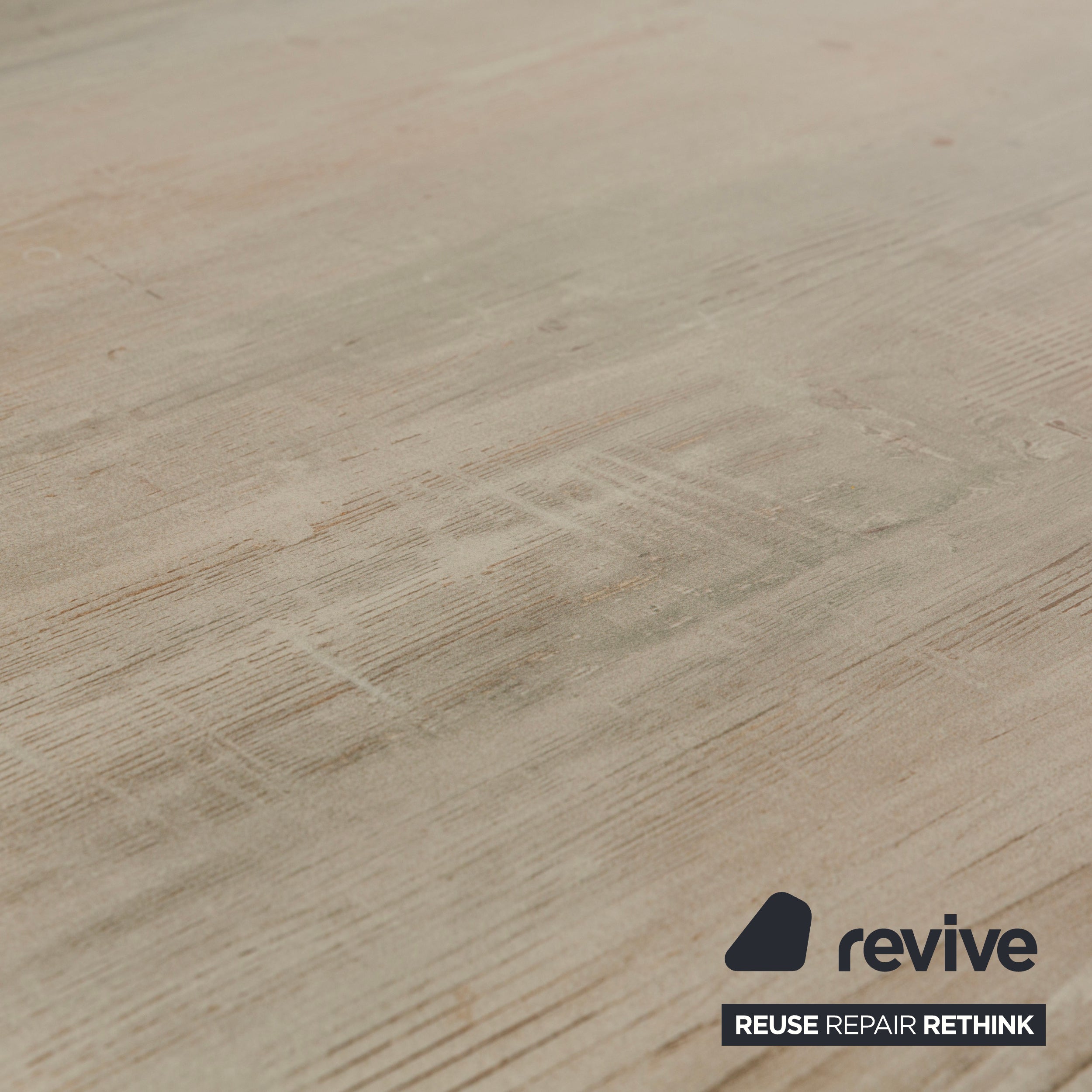 Table à manger en grès Mondo aspect bois gris crème extensible 160-210 x 100 cm