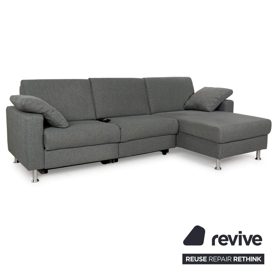 Mondo Fabric Corner Sofa Grey Grey-Blue Electric Function Recamiere Right Sofa Couch