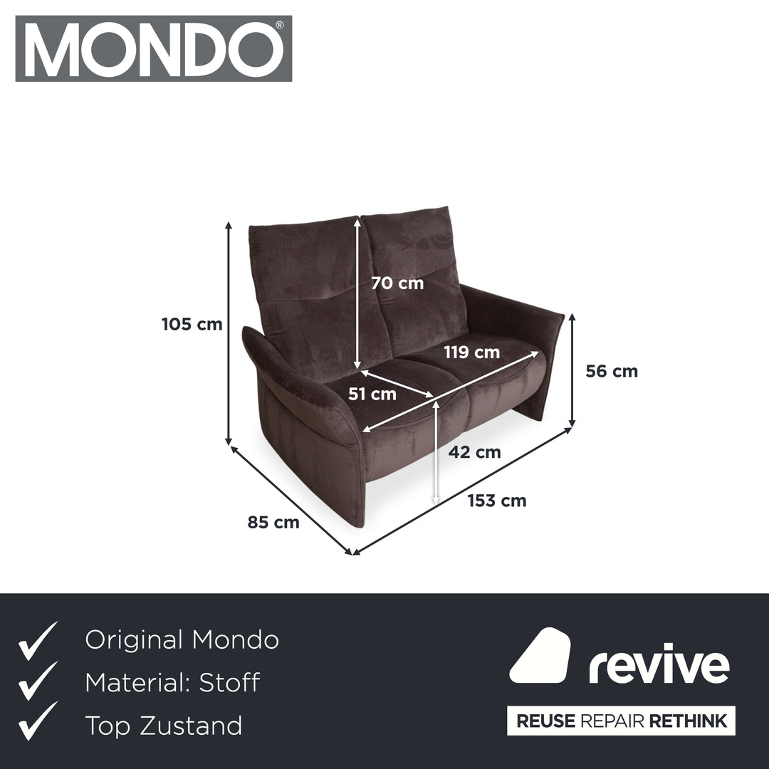 Mondo Varia 2057 Stoff Zweisitzer Grau Taupe manuelle Funktion Sofa Couch