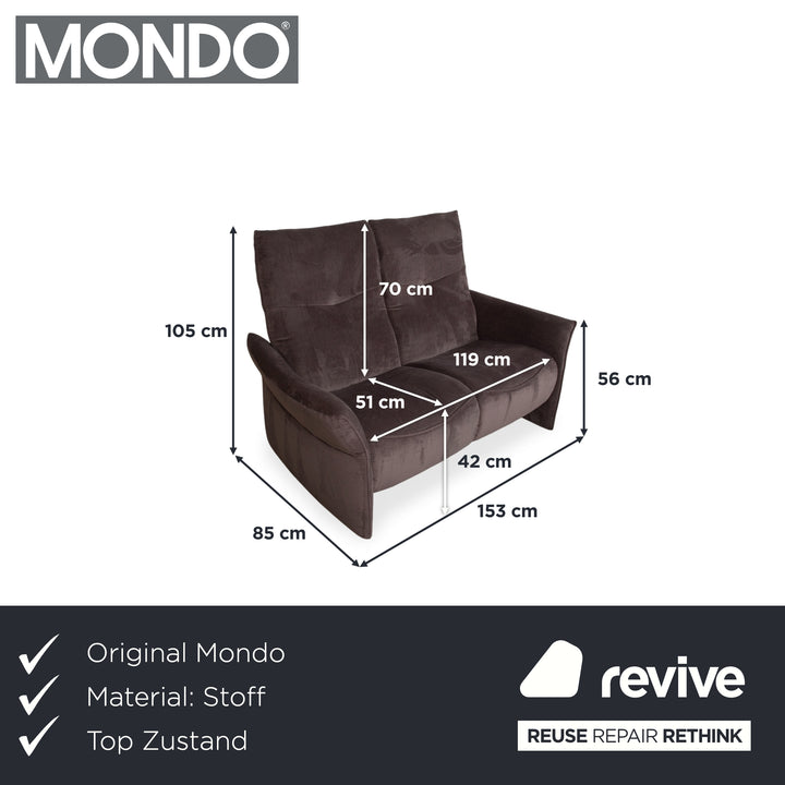 Mondo Varia 2057 Stoff Zweisitzer Grau Taupe manuelle Funktion Sofa Couch